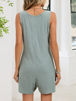 Button Front Sleeveless Romper