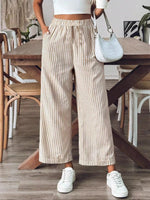 Striped High-Waisted Wide Leg Pants