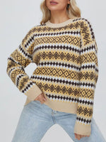 Geometric Pattern Round Neck Sweater
