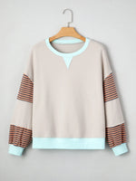 Striped Colorblock Patchwork Drop Shoulder Sweatshirt