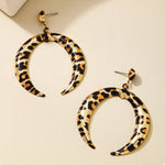 Leopard Crescent Dangle Earrings