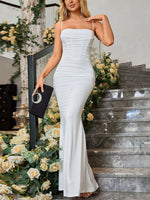 Ruched Spaghetti Strap Bodycon Maxi Dress