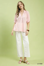 Umgee Textured Pintuck Blouse