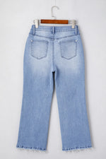 Mineral Wash Raw Hem High Waist Flared Jeans