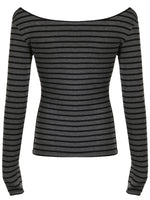 Striped Boat Neck Long Sleeve T-Shirt