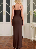 Lace Trim Sweetheart Neck Maxi Dress