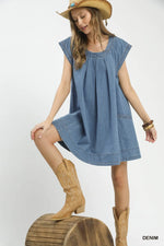 Umgee Stone Washed Denim Mini Dress