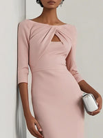 Twist-Front Cutout Midi Dress