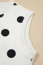 Ribbed Trim Polka Dot Print Tank Split Mini Skort 2pcs Set
