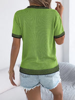 Round Neck Short Sleeve Knit Top