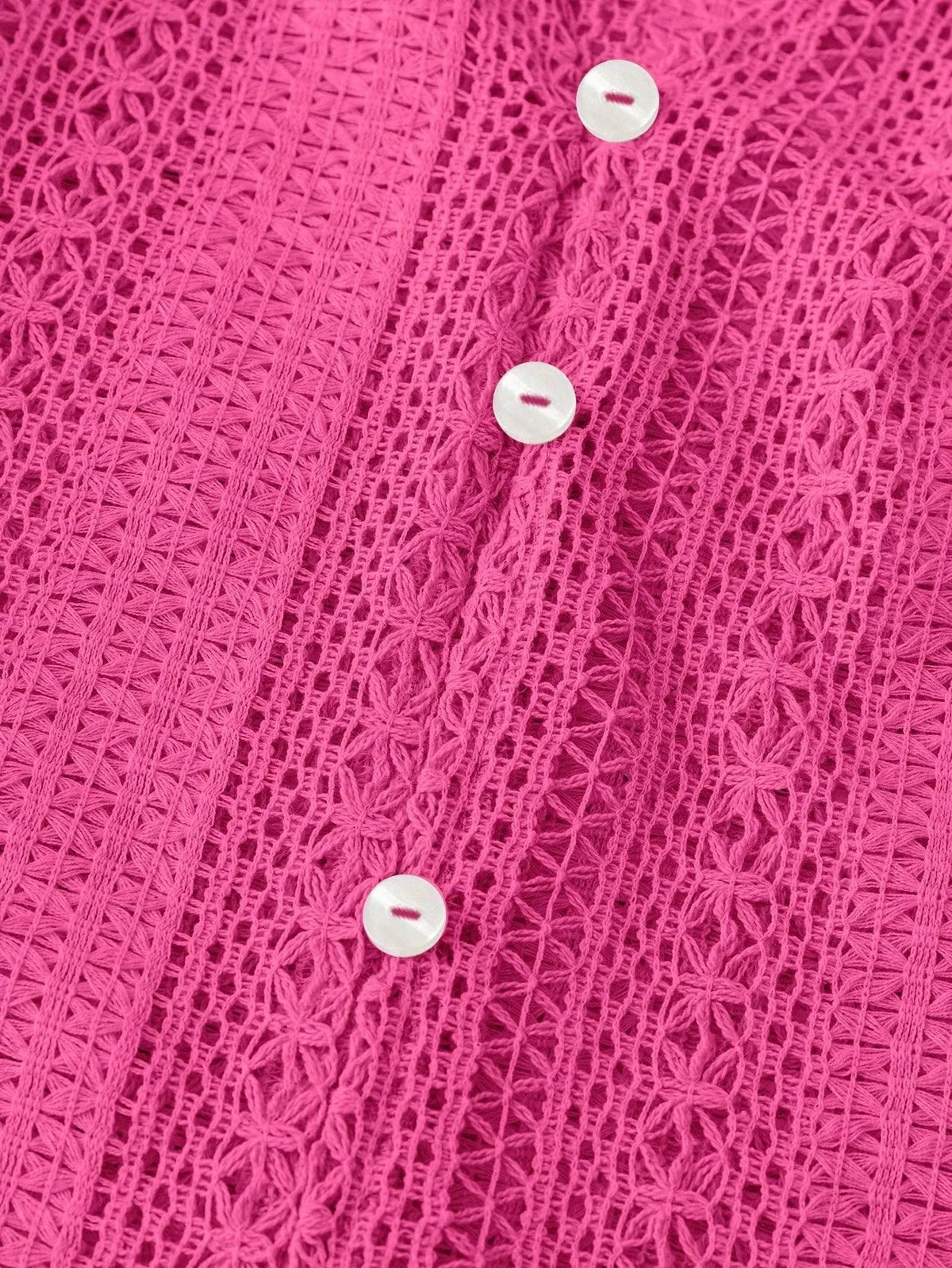 Lace Notched Long Sleeve Shirt