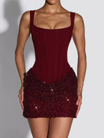 Sequin Wide Strap Mini Dress