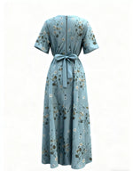 Floral Print Half Sleeve Maxi Dress with Pockets