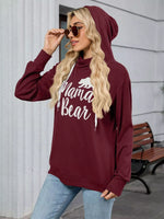 Contrast Letter Graphic Drawstring Long Sleeve Hoodie