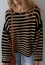 Stripe Drop Shoulder Round Neck Sweater