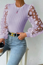 Textured Applique Long Sleeve Blouse