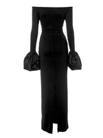 Off-Shoulder Flounce Sleeve Maxi Dress
