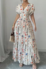 Floral Print Pleated Maxi Dress