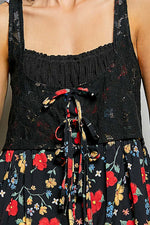 POL Ribbed Sleeveless Top with Lace Bust Floral Woven Patch