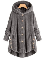 Full Size Fleece Button-Down Hooded Outerwear Plus Size