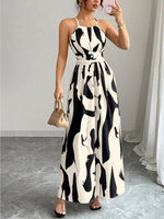 Abstract Print Halter Neck Maxi Dress