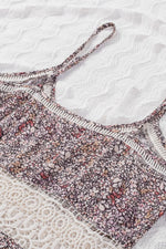 Floral Print Crochet Trim Cami with Spaghetti Straps