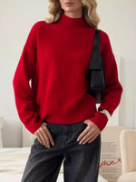 Mock Neck Dropped Shoulder Sweater