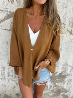 Full Size One Button Long Sleeve Shirt Plus Size