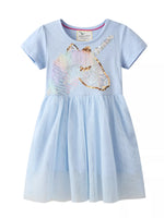 Children's Sequin Round Neck Tulle Dress