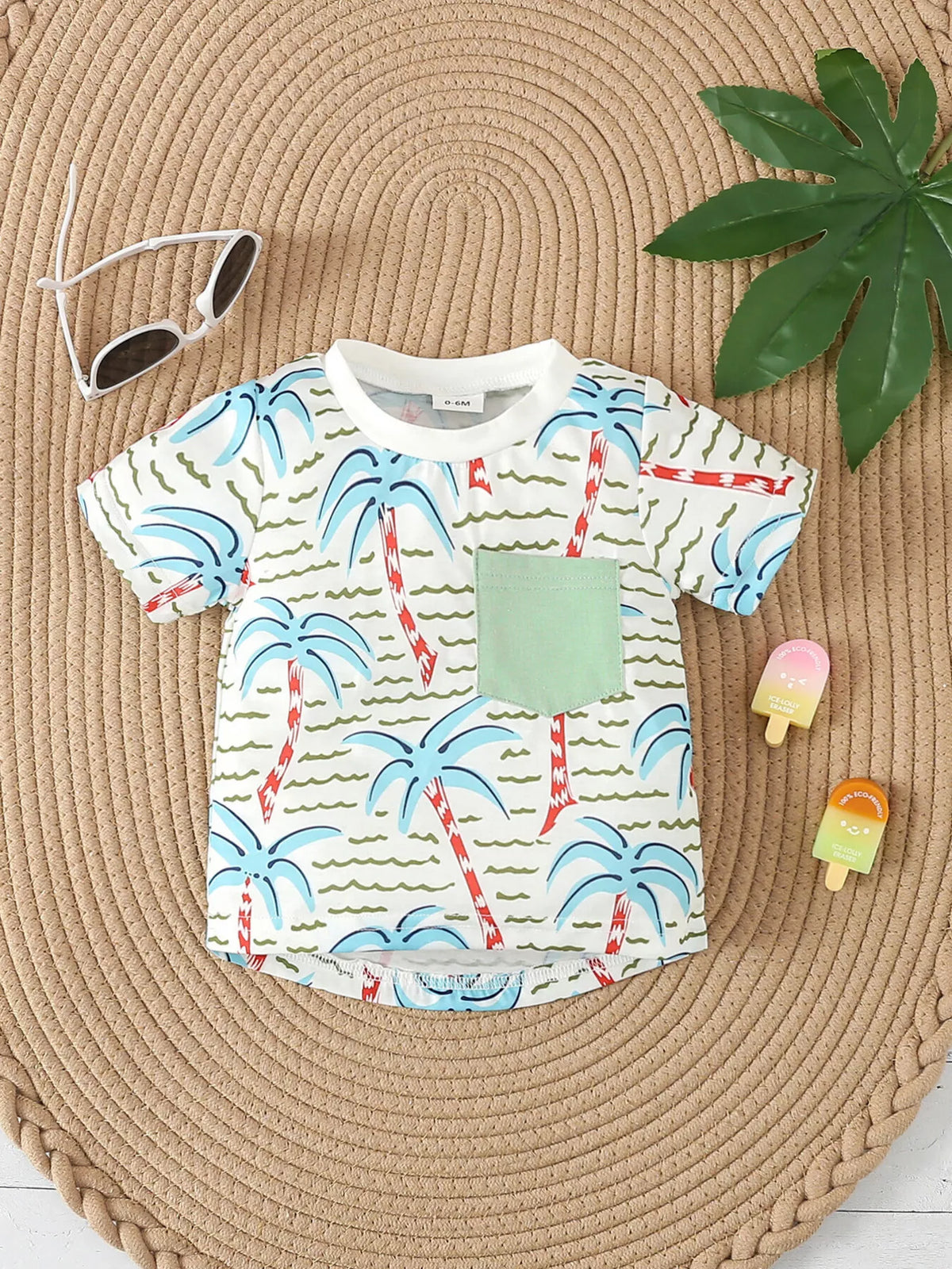 Children's Palm Tree Print T-Shirt and Shorts Set