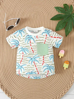 Children's Palm Tree Print T-Shirt and Shorts Set
