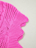 Side Tie Openwork Round Neck Sweater Vest
