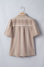 Western Pony Embroidered Yoke Puff Sleeve Gingham Blouse