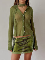 Button Up Shirt with Scarf