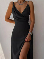 Ruched Slit Spaghetti Strap Dress