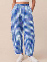 Gingham Wide-Leg Casual Pants