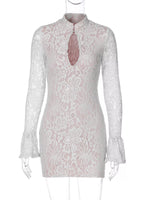 Lace Cutout Long Sleeve Mini Dress