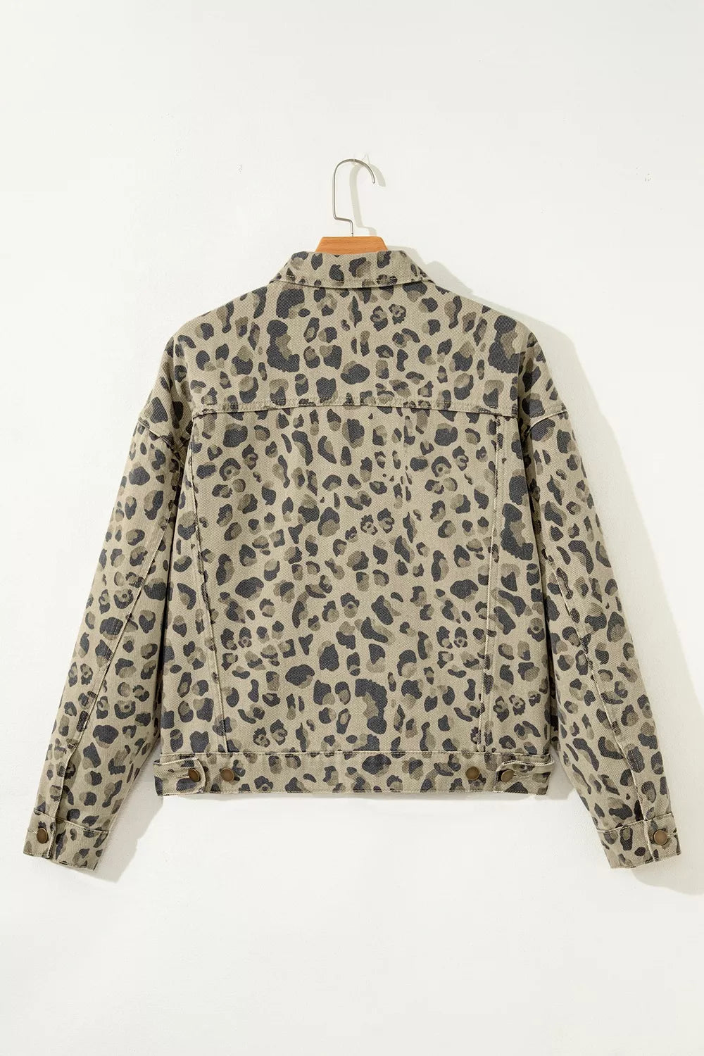 Leopard Print Seam Detail Button Down Denim Jacket