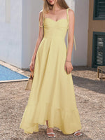 Sweetheart Neck Tie-Strap Ruffle Hem Maxi Dress