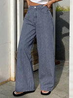 Striped Wide-Leg Jeans