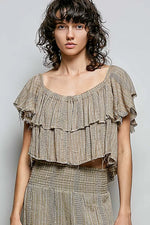 POL Off-Shoulder Ruffle Crop Top