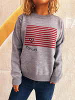 Striped Round Neck Long Sleeve Sweater