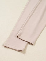 Solid Color Oversize Slit Sweatshirt and Ribbed Leggings 2pcs Set