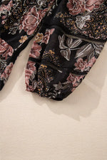 Floral Print Tie Neck Mini Dress