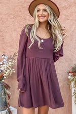 And The Why Back Lace Button Down Detail Bell Sleeve Dress