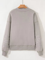 Aztec Embroidered Western V Neck Sweatshirt