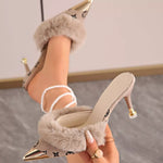 Furry Point Toe Sandals