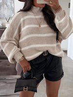 Striped Turtleneck Long Sleeve Sweater