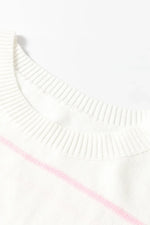 Striped Half Sleeve Drop Shoulder Sweater