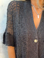 Full Size One Button Half Sleeve Cardigan Plus Size